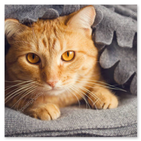 Battaniye üzerinde dinlenen kedi